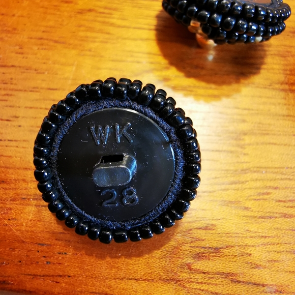 Vintage Round Black Plastic Beaded Black and Gold Star Sewing Buttons 3Pcs - Picture 10 of 11